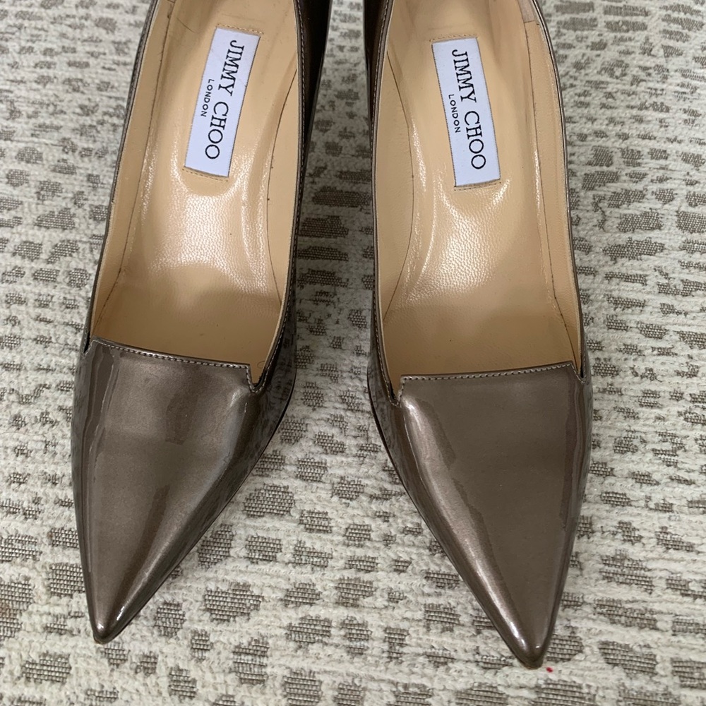 Jimmy Choo Metallic Bronze Pointed-Toe Pumps - Picture 2 of 7